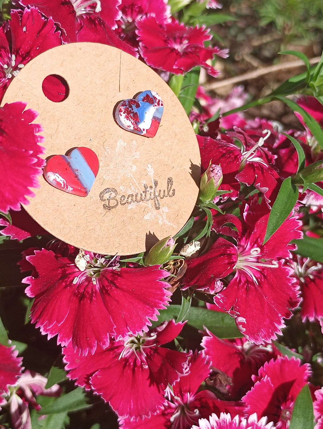 American Bandana Heart Studs
