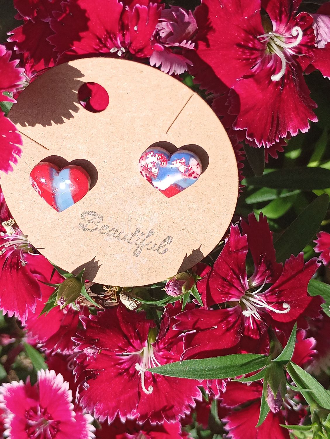 American Bandana Heart Studs