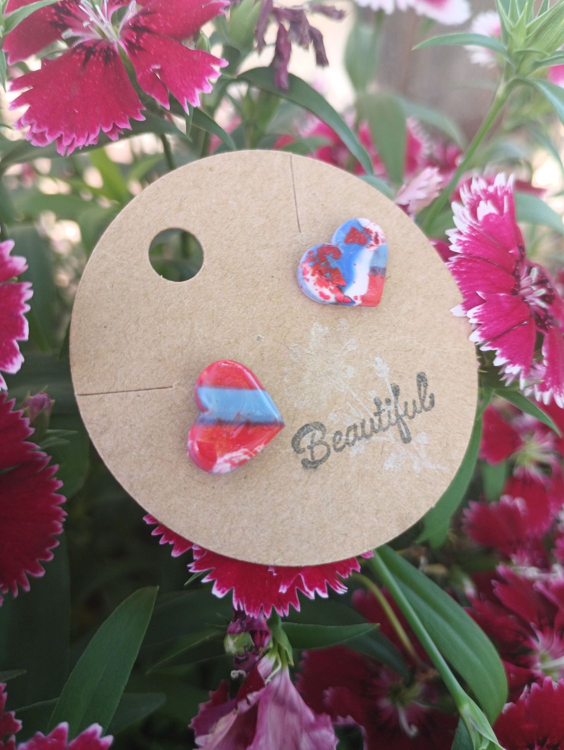 American Bandana Heart Studs