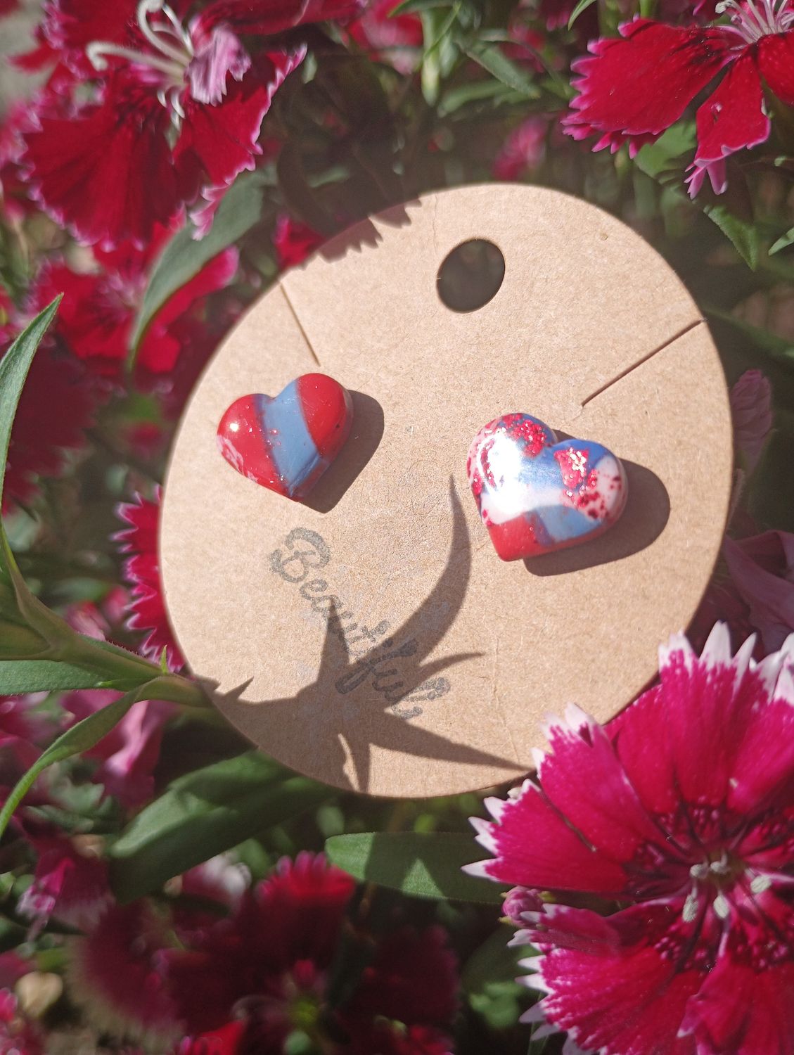 American Bandana Heart Studs