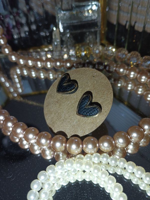 Forever Heart Studs in Black