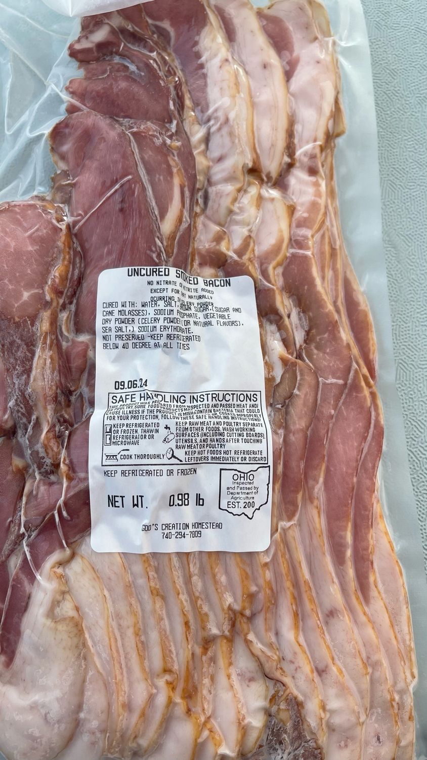 Bacon 1# Cured With A Non Gmo Celery Salt Cure
