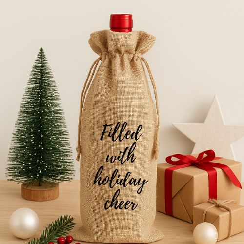 Burlap Wine Gift Bag (Holiday Collection)