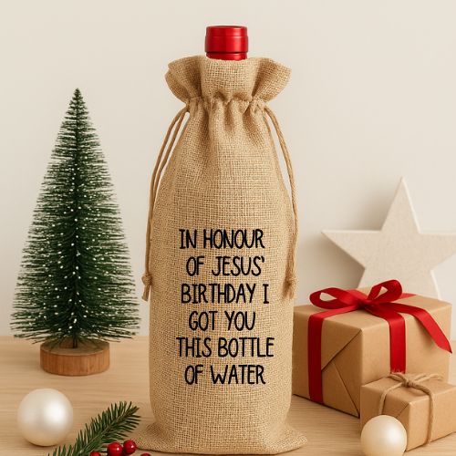 Burlap Wine Gift Bag (Holiday Collection)