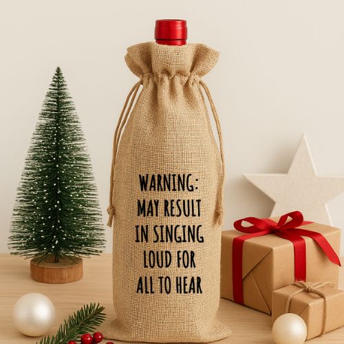 Burlap Wine Gift Bag (Holiday Collection)