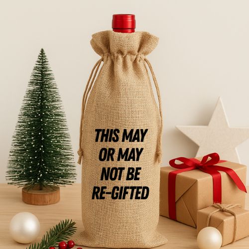 Burlap Wine Gift Bag (Holiday Collection)