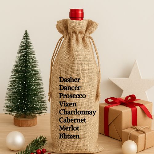 Burlap Wine Gift Bag (Holiday Collection)