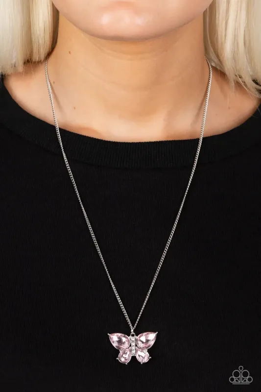 Free-Flying Flutter- Pink Necklace
