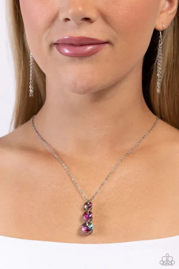 Ombre Obsession - Green and Silver Necklace