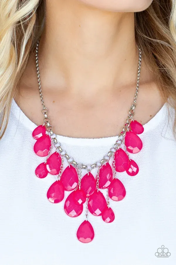 Front Row Flamboyance - Pink Necklace