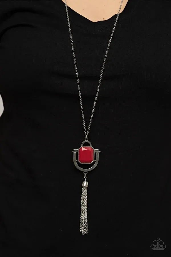 Funky Fringe - Red Necklace