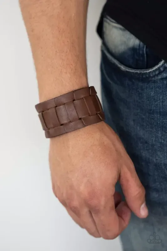 Plainly Plaited - Brown Men&#39;s Urban Wrap Bracelet