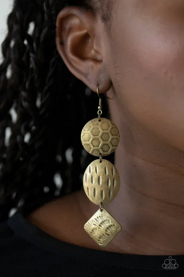 Mixed Movement - Brass Earring