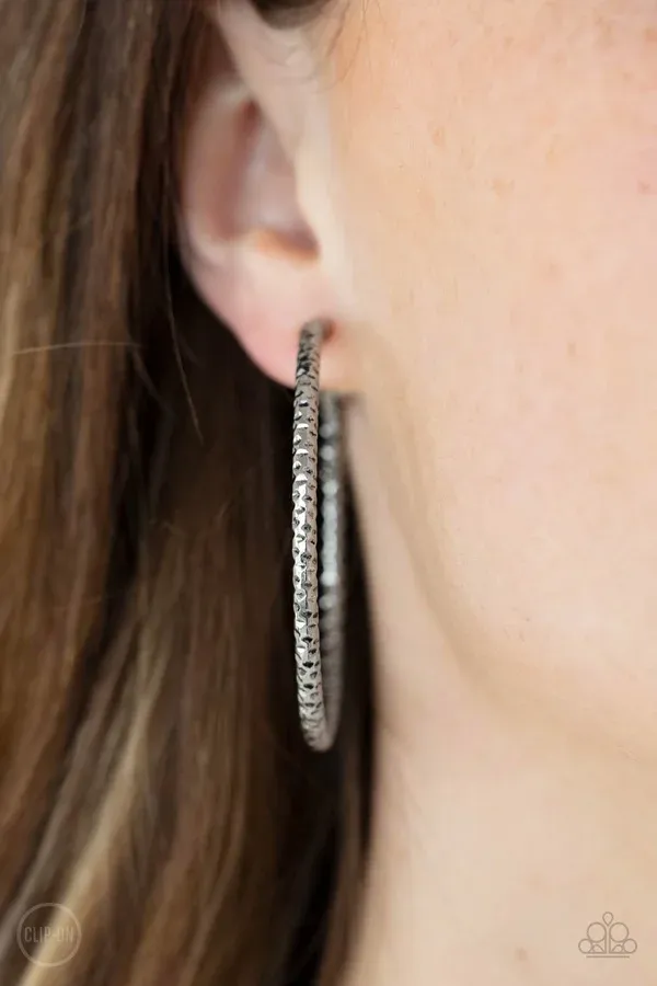 Subtly Sassy - Silver Hoop Clip-on Earring