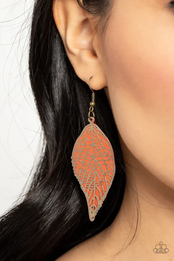 Leafy Luxury - Orange Earring