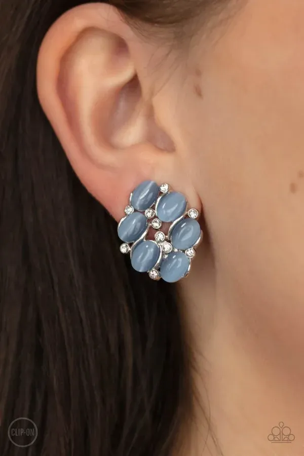 Row, Row, Row Your YACHT - Blue Clip-On Earring