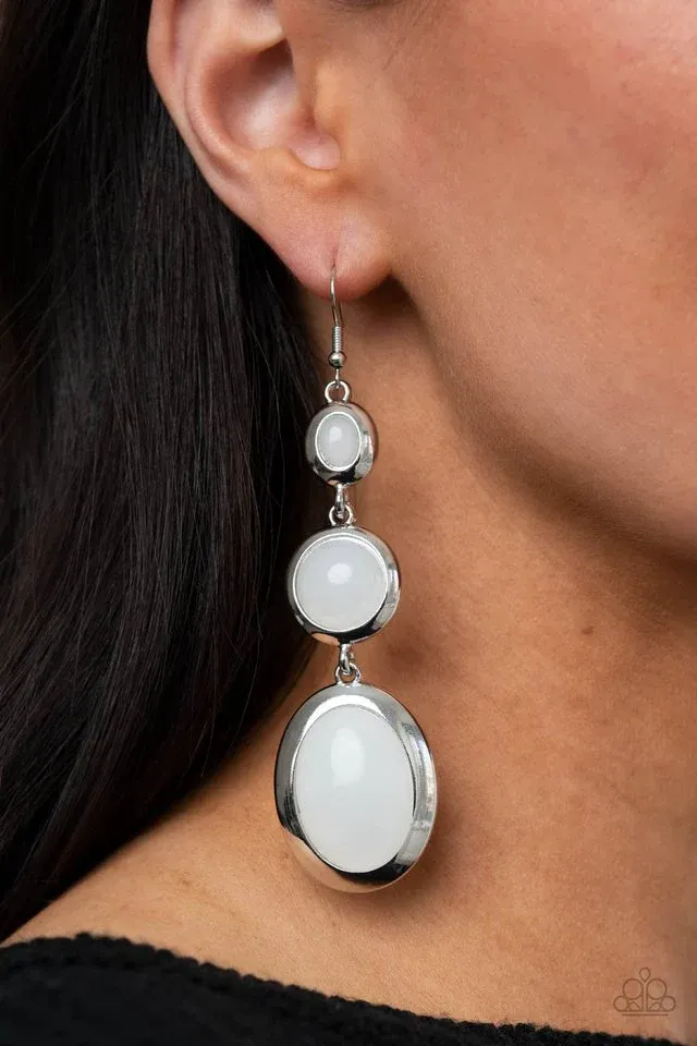 Retro Reality - White Earring
