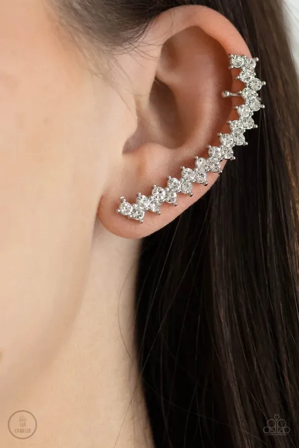 Let There Be LIGHTNING - White Crawler Earrings