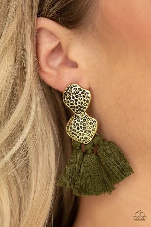 Tenacious Tassel - Green Earring