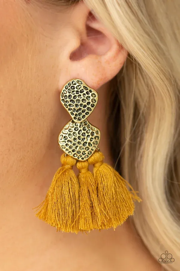 Tenacious Tassel - Yellow Earring