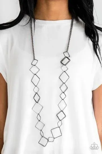 Backed Into A Corner - Black Gunmetal Necklace