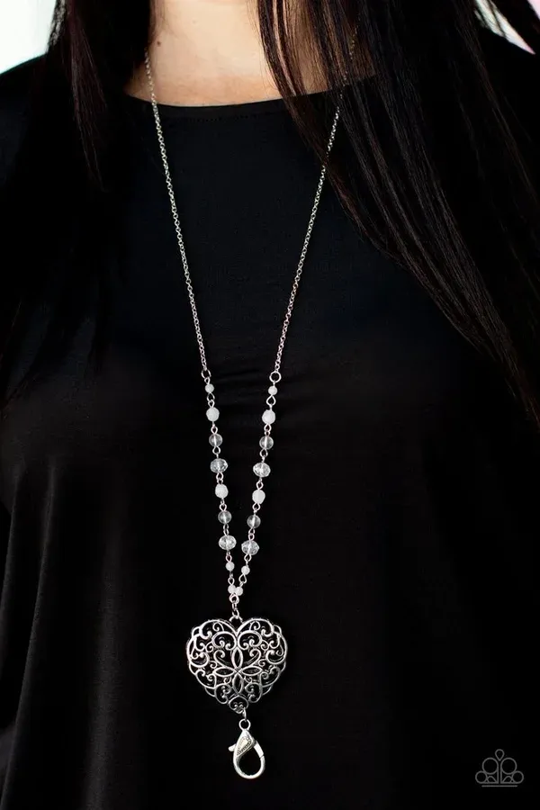 Doting Devotion - White LANYARD Necklace