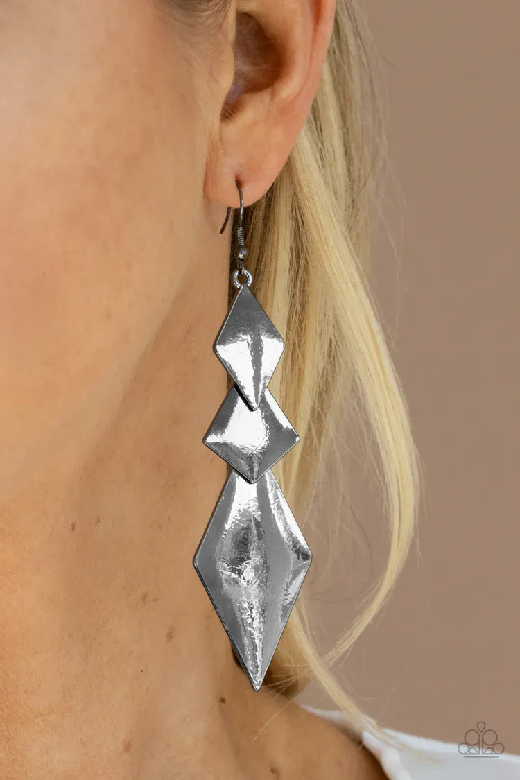 Danger Ahead - Black Earring