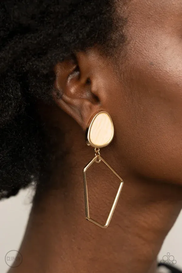 ​Retro Reverie - Gold Clip-On Earring
