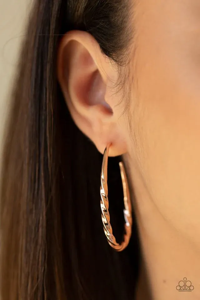 Twisted Edge - Rose Gold Hoop Earring