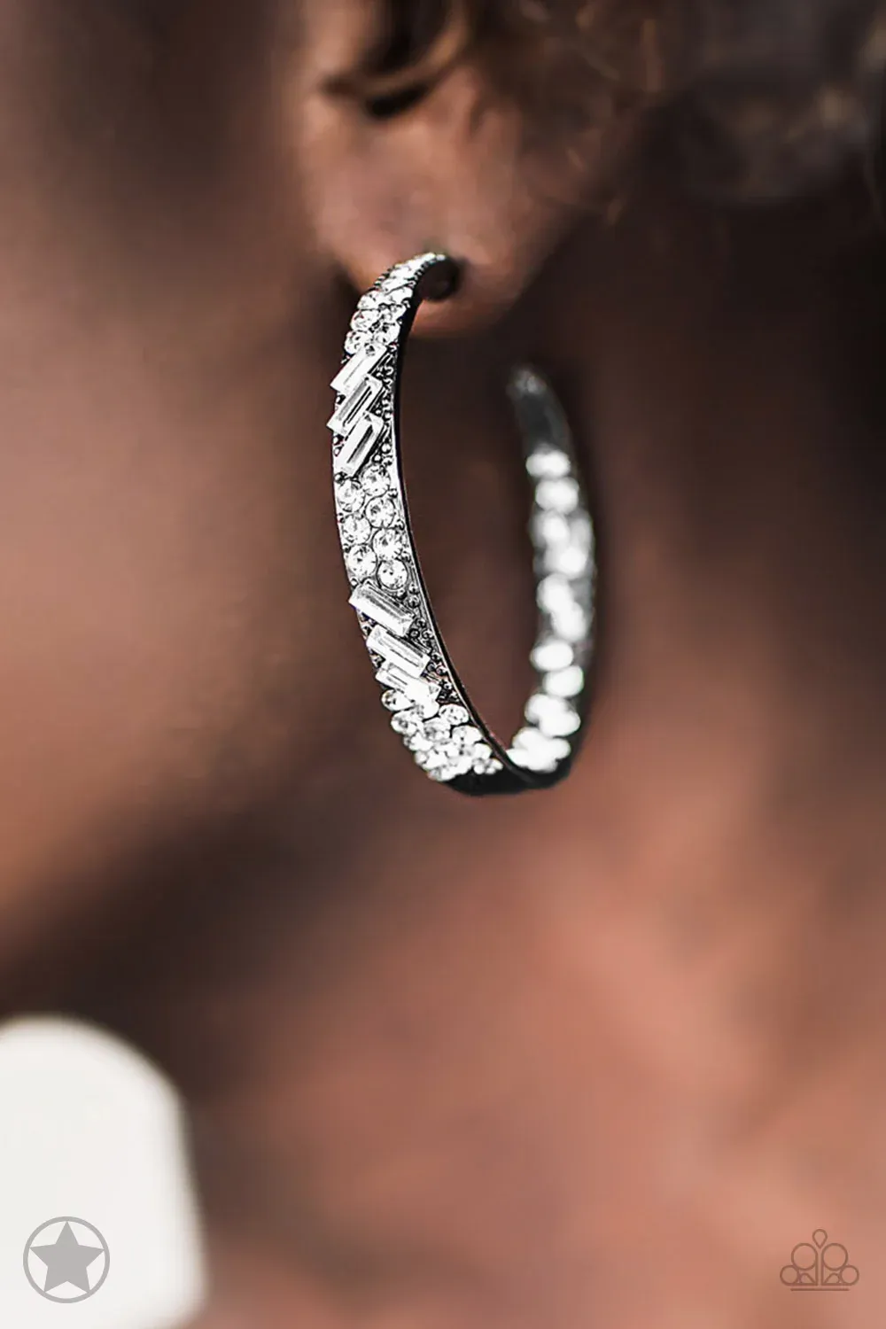 GLITZY By Association - Gunmetal Hoop Earring