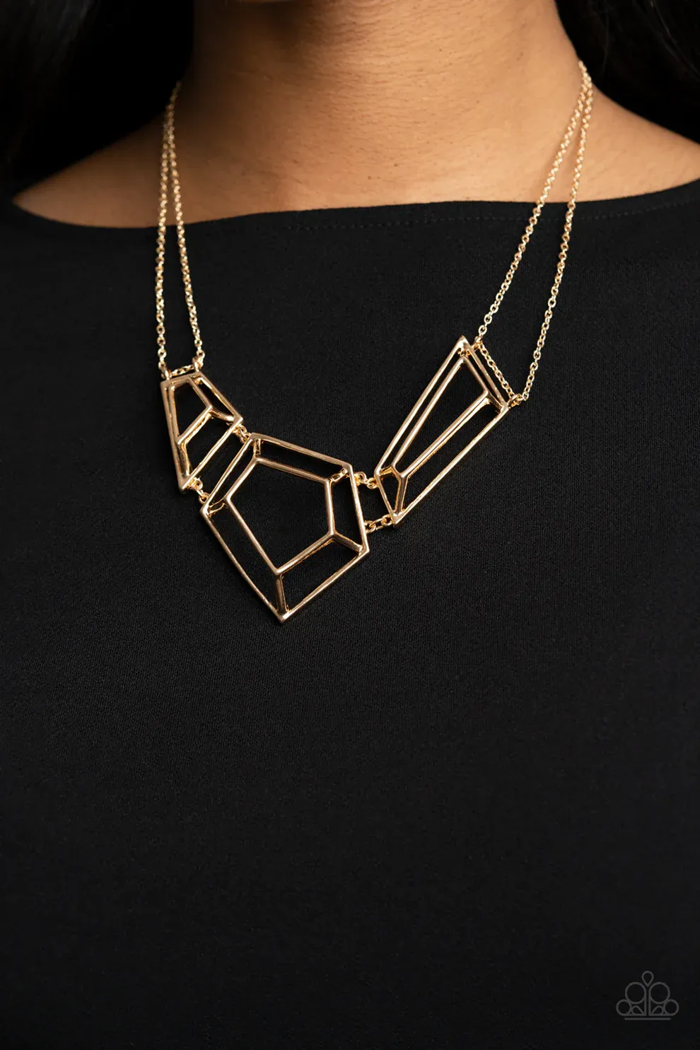 ​3-D Drama - Gold Necklace