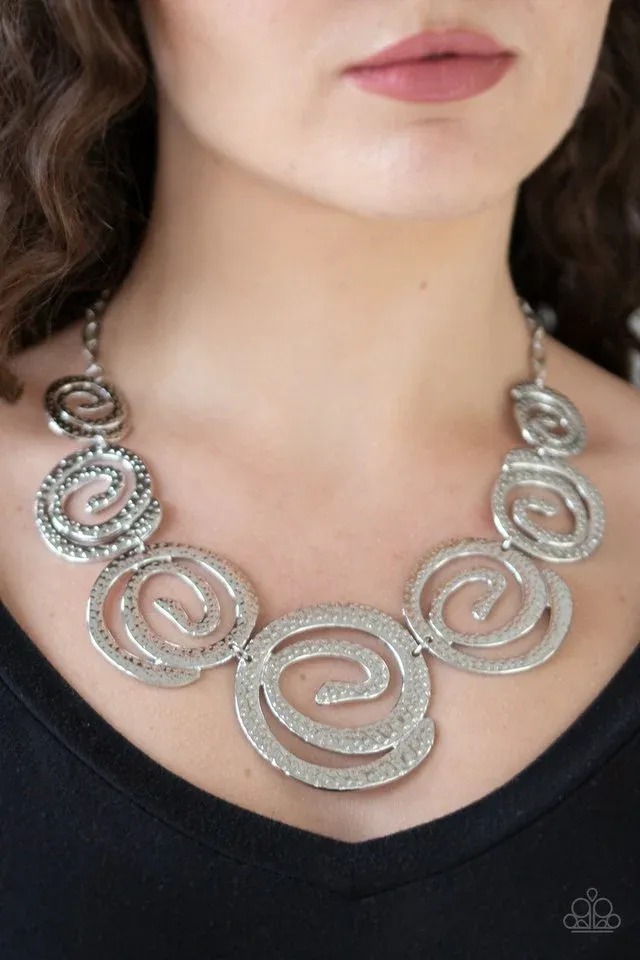 Statement Swirl - Silver Necklace