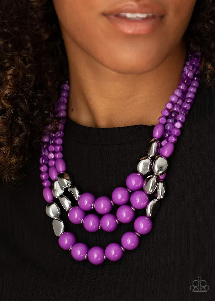 Flamingo Flamboyance - Purple Necklace