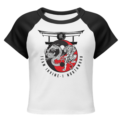 Women's Micro Rib Raglan Baby Tee- Black