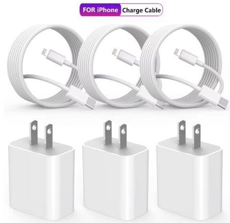 3 pack 20W US USB C Port Iphone Fast Charger