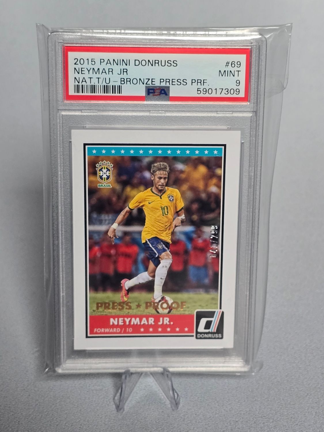 Neymar Jr. Panini Donruss 2015 Press Proof Bronze nummeriert /299 PSA 9
