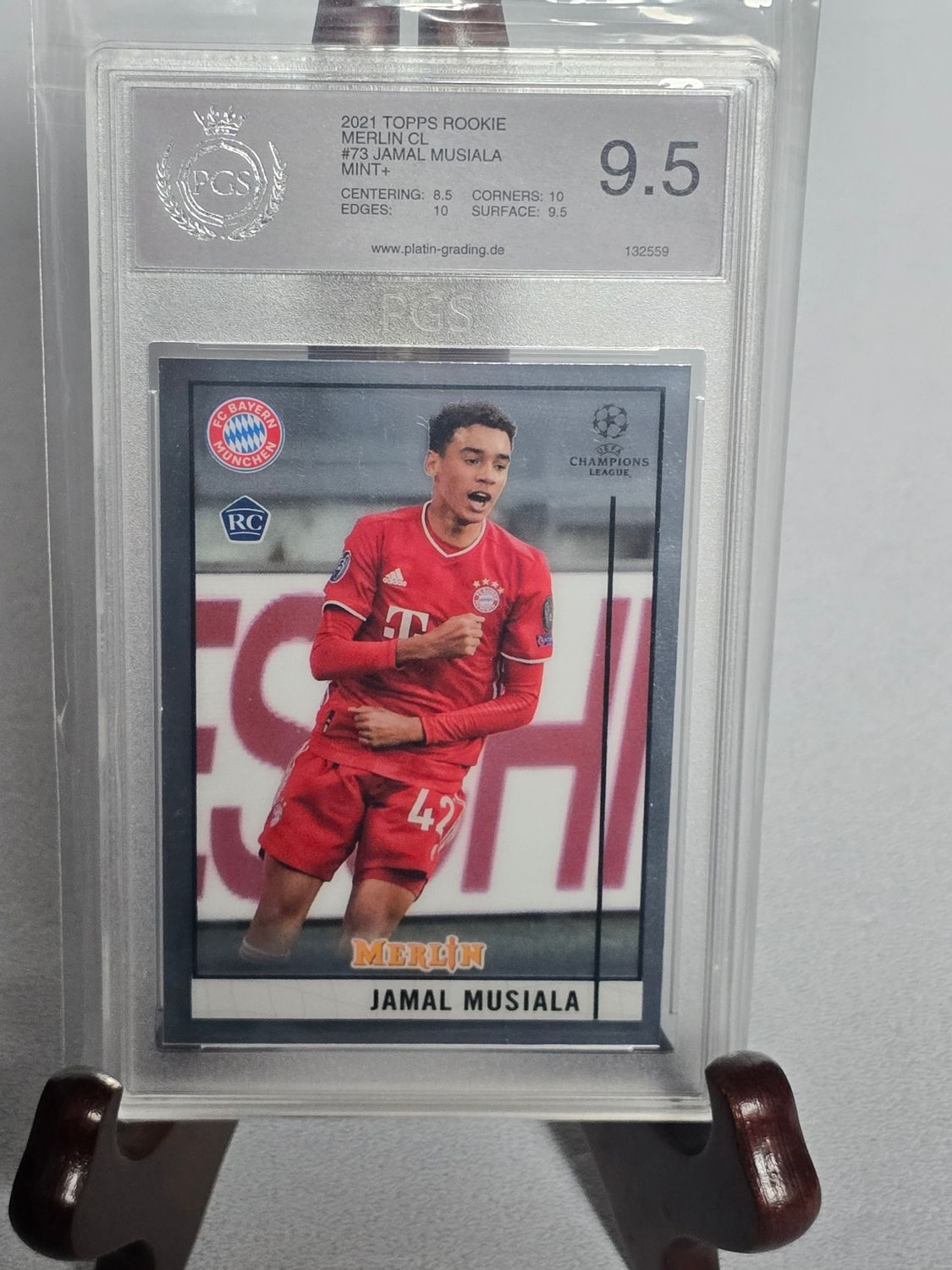 Jamal Musiala Topps Merlin Champions League 2021 PGS 9.5