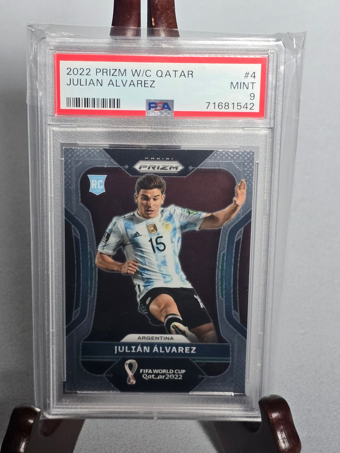 Julian Alvarez Panini Prizm WM 2022 Qatar #4 PSA 9
