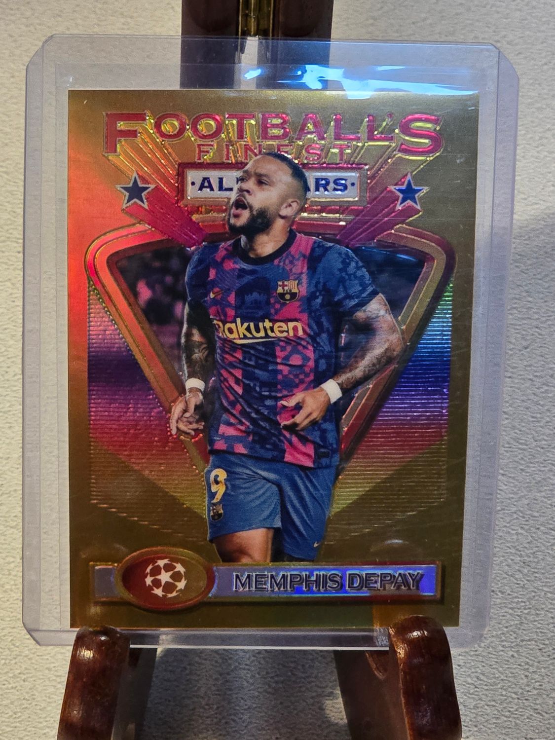 Topps Finest 2022 Insert All Stars Gold Parallel Card Memphis Depay nummeriert /50 #191