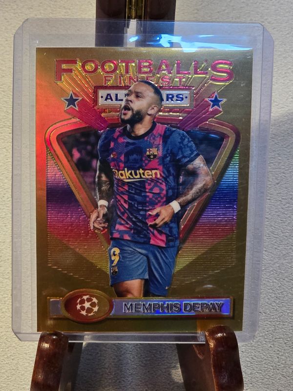 Topps Finest 2022 Insert All Stars Gold Parallel Card Memphis Depay nummeriert /50 #191