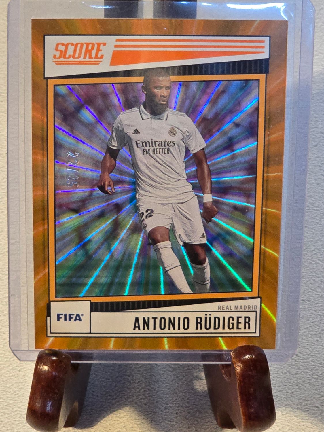 Panini SCORE La Liga 2022 2023 Antonio Rudiger Orange Laser Jersey Number 22/35
