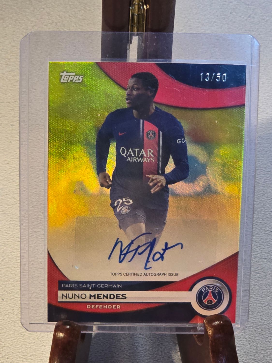 Nuno Mendes Topps PSG Team Set 2024 Auto nummeriert /50