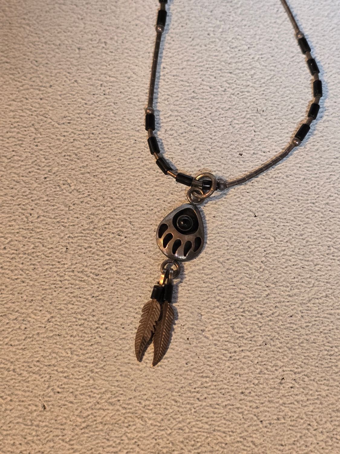 Vintage Halskette und Anhänger Silber .925 Native American Motiv um ca. 70er Jahre