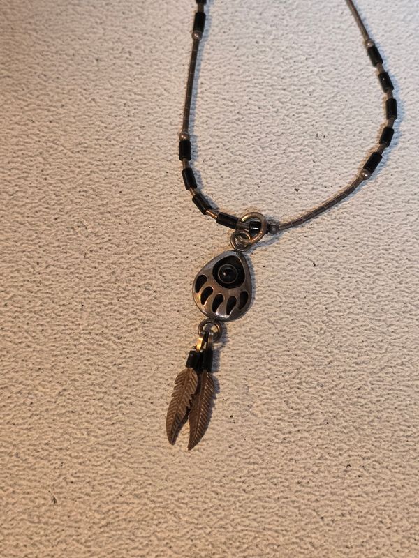Vintage Halskette und Anhänger Silber .925 Native American Motiv um ca. 70er Jahre