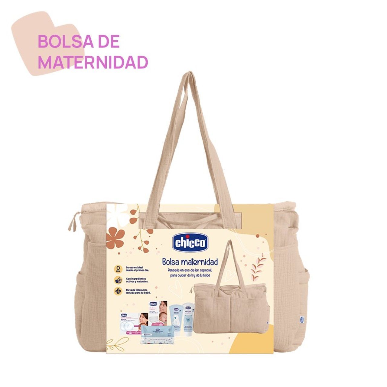 CHICCO BOLSA MATERNIDAD + PRODUCTOS HIGIENE