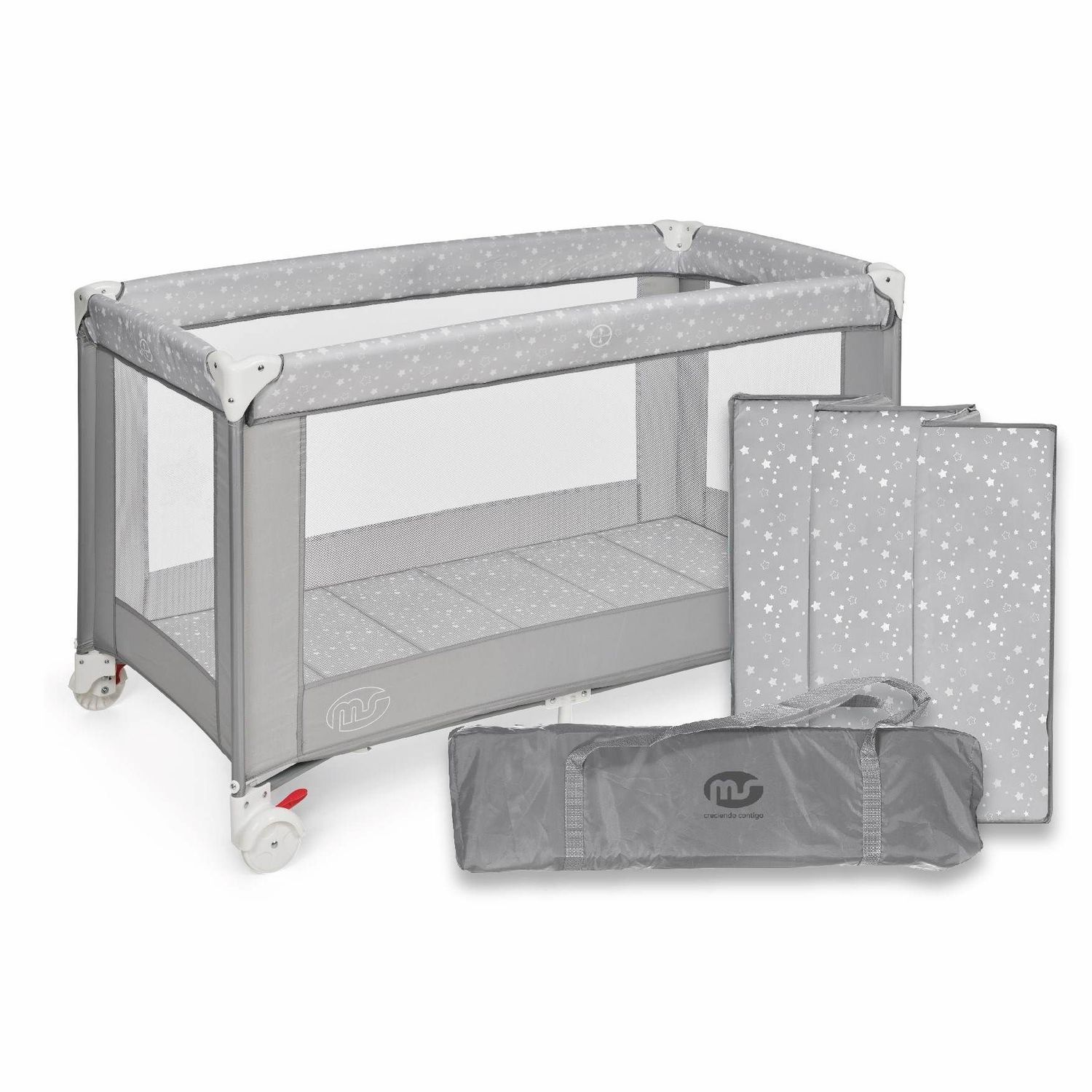 MS CUNA VIAJE BASIC color GRIS ESTRELLAS