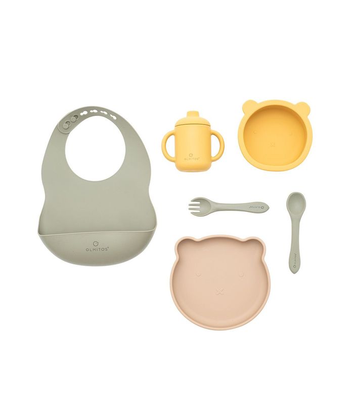 OLMITOS VAJILLA COMPLETA SILICONA color MOSTAZA