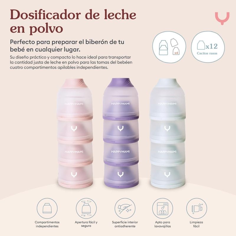 HAPPYMAMI DOSIFICADOR LECHE POLVO (4 cuerpos) *varios colores* HAPPYMAMI DOSIFICADOR LECHE POLVO (4 cuerpos) *varios colores*