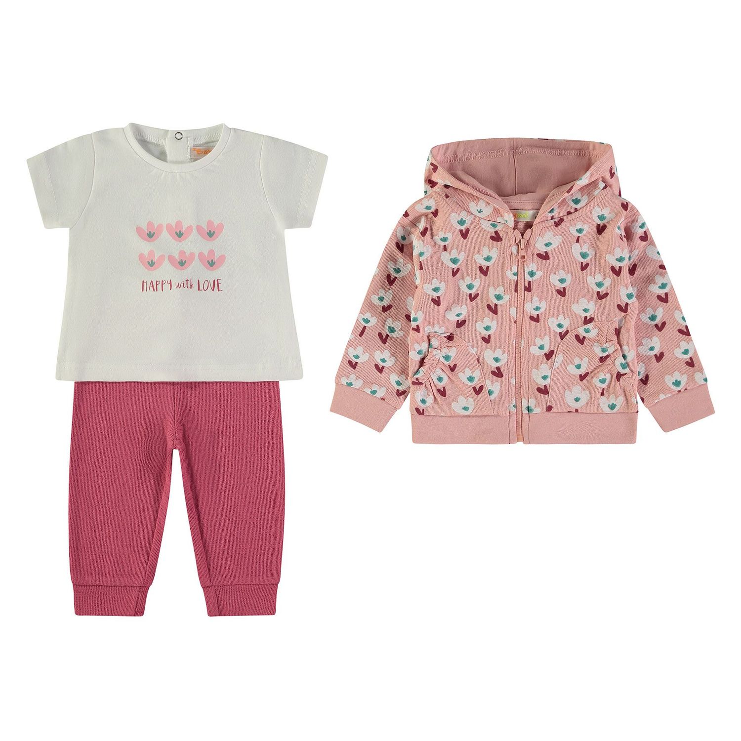 BABYBOL CONJUNTO NIÑA CHAQUETA + CAMISETA M. CORTA + PANTALÓN