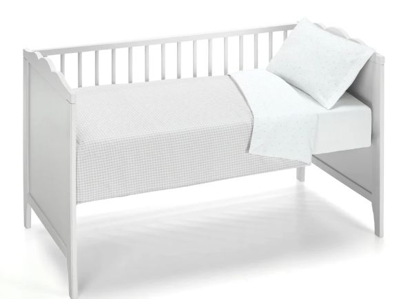 FUNDA NÓRDICA REVERSIBLE, FUNDA DE ALMOHADA Y SÁBANA BAJERA AJUSTABLE LOVE & VICHY PEACH DREAMS 60x120 KOKU BABY